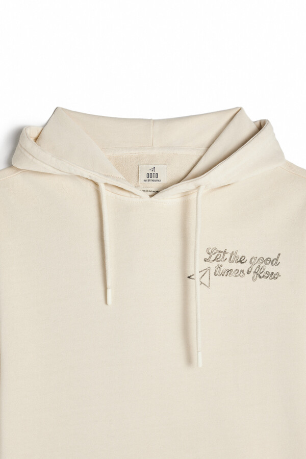 Cortefiel Hoodie with plane logo Ivory