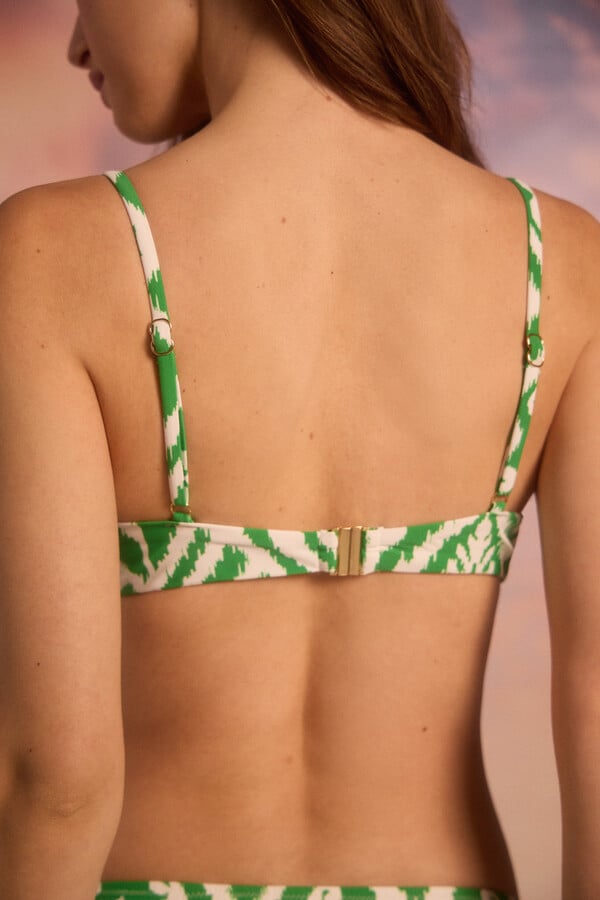 Cortefiel Draped V-neck bikini top Green