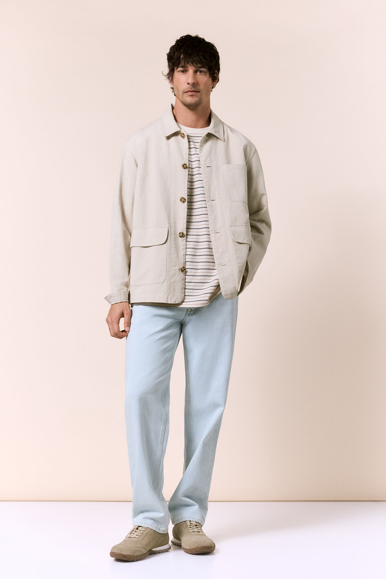 OOTO Cotton linen overshirt Beige