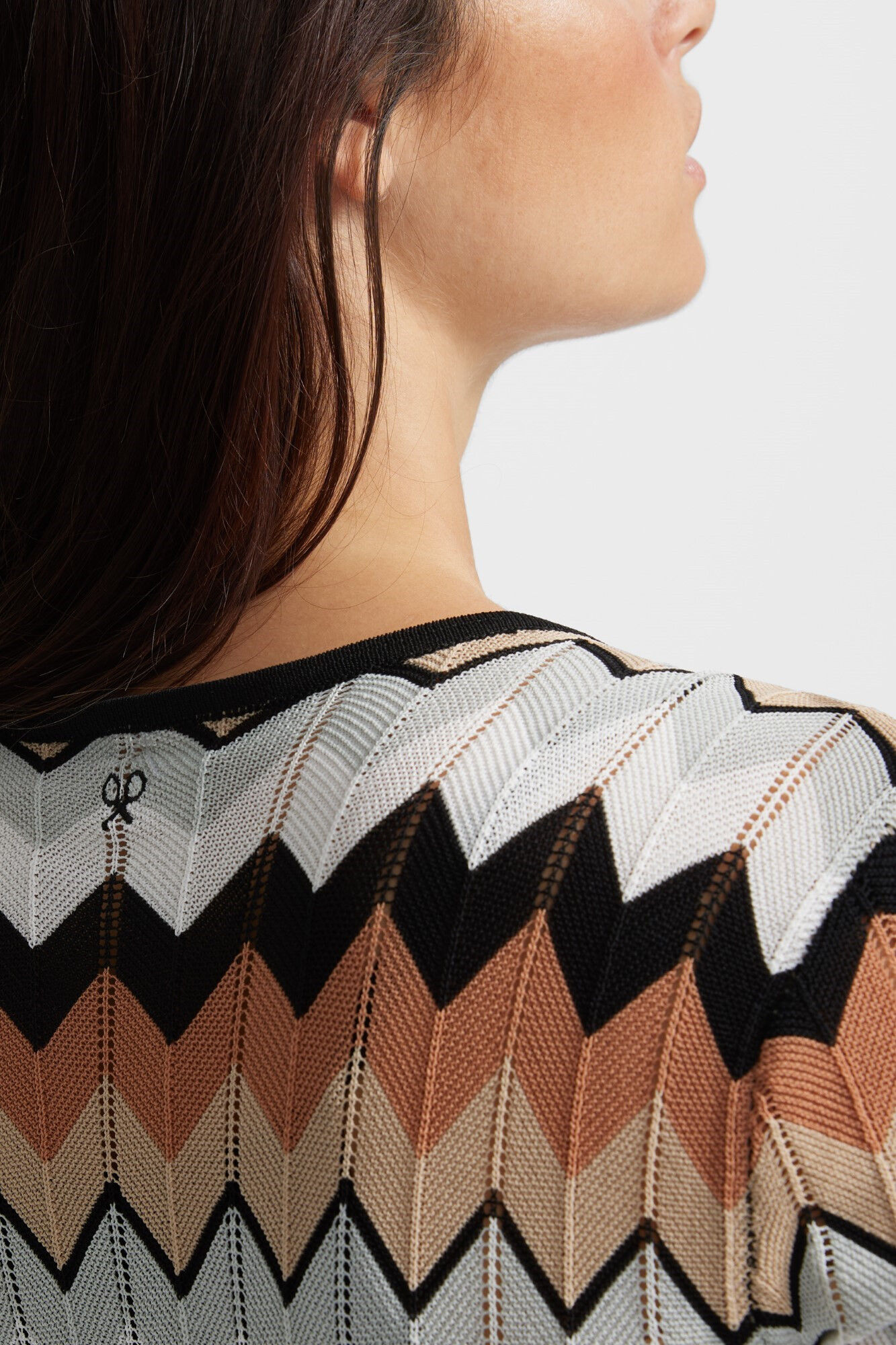 Silbon Long herringbone jersey-knit dress Brown