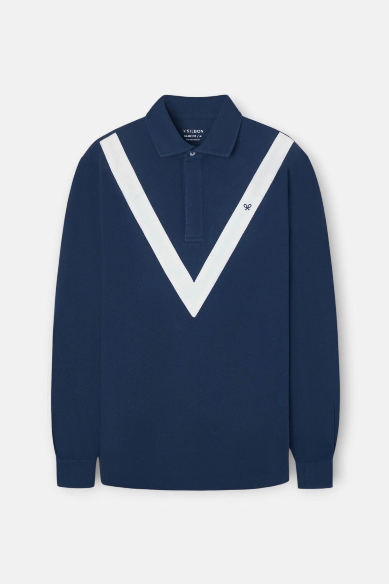 Silbon Polo de manga comprida chevron