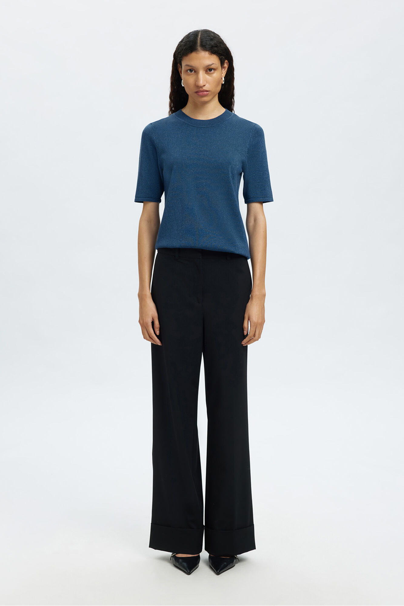 Selected Top de manga curta com glitter