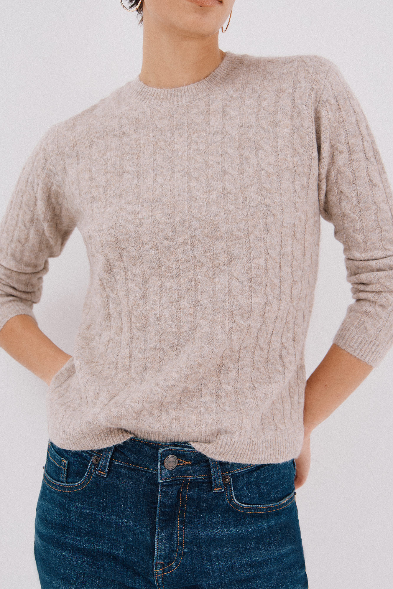 Cortefiel Soft jersey with cross-knit Beige