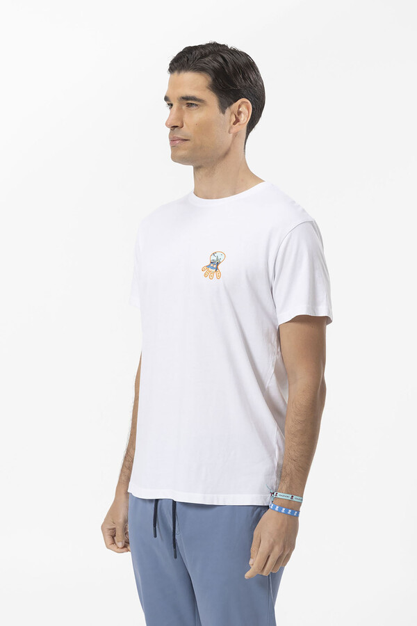 Cortefiel Camiseta estampado elpulpo relleno hawaii pecho Blanco