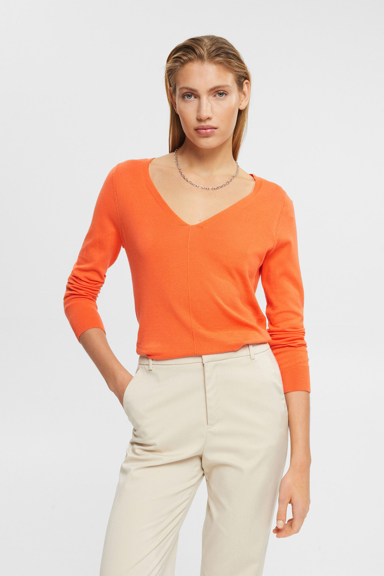Esprit Cotton knit jumper Orange