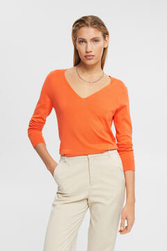 Cortefiel Cotton knit jumper Orange