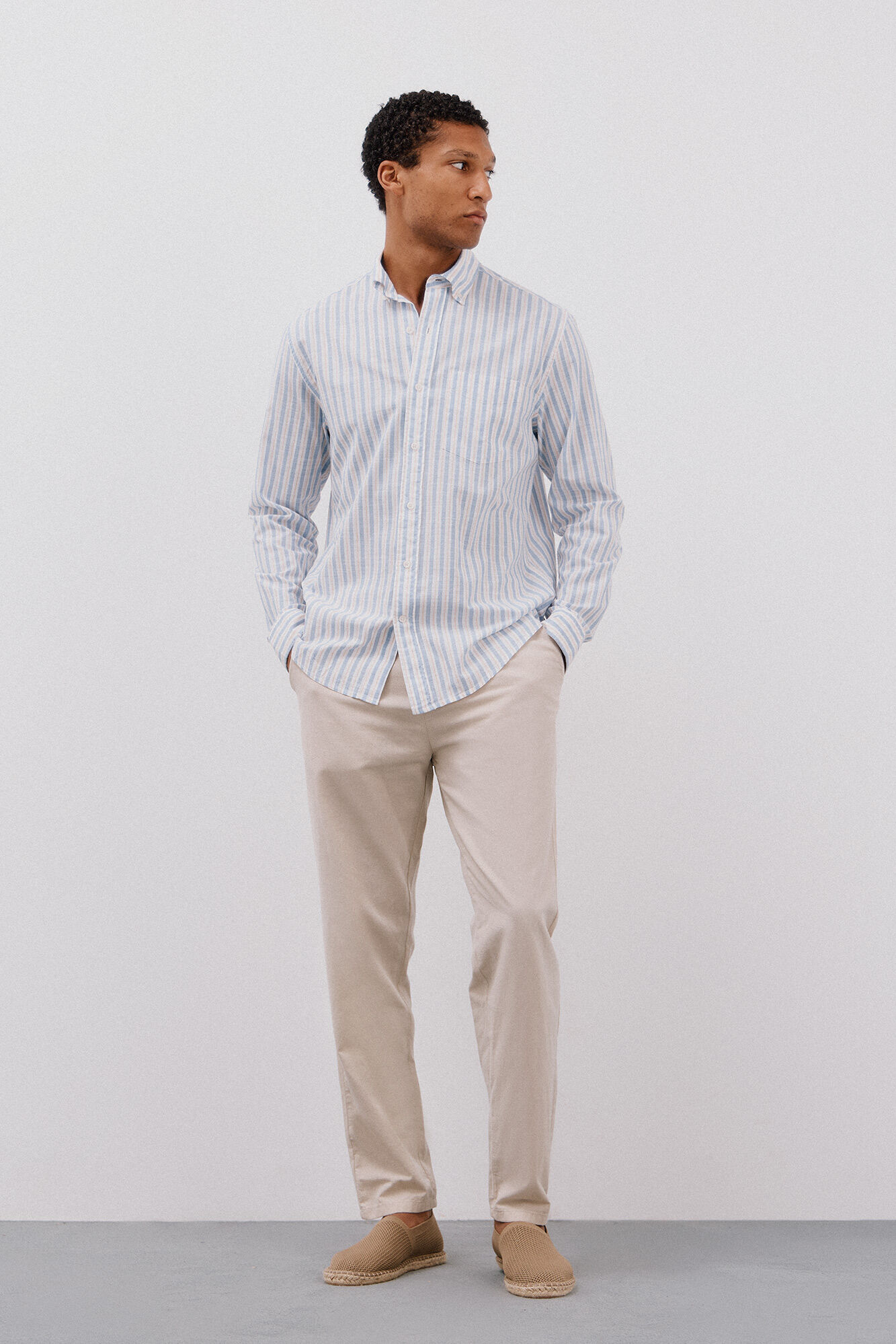 Cortefiel Flame striped shirt Blue