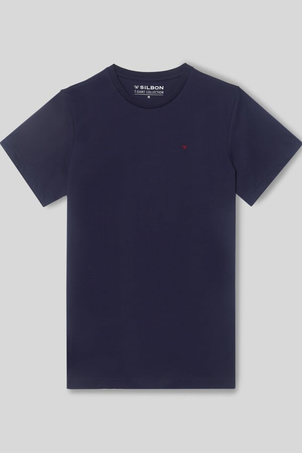 Cortefiel Camiseta silbon minilogo Azul marino