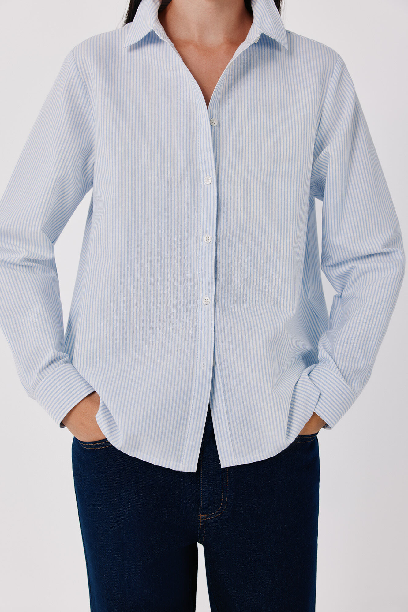 Cortefiel Oxford basic shirt Printed blue