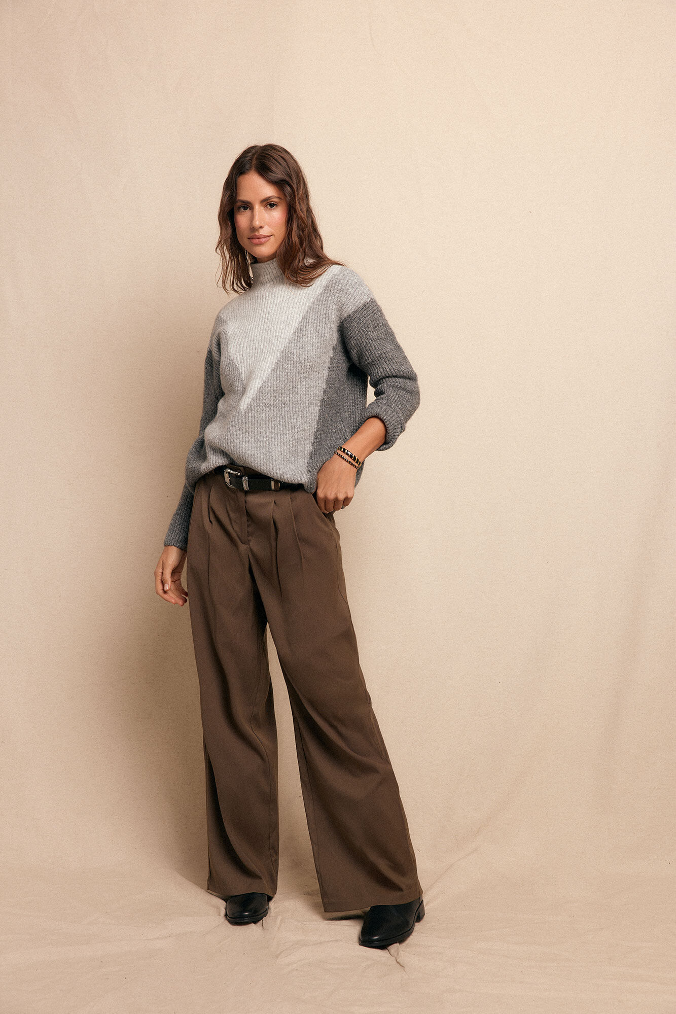 Slowlove Jersey intarsia Estampado gris