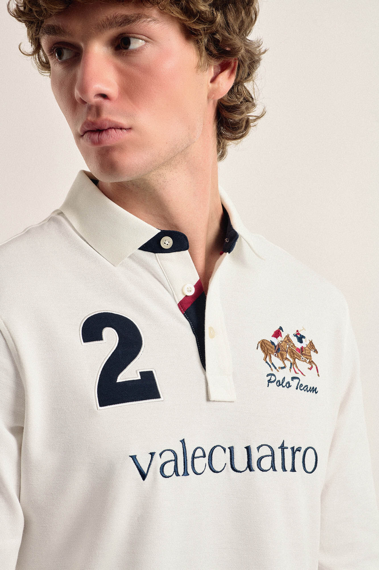 Valecuatro Polo Valecuatro de hombre blanco roto modelo caballos Blanco