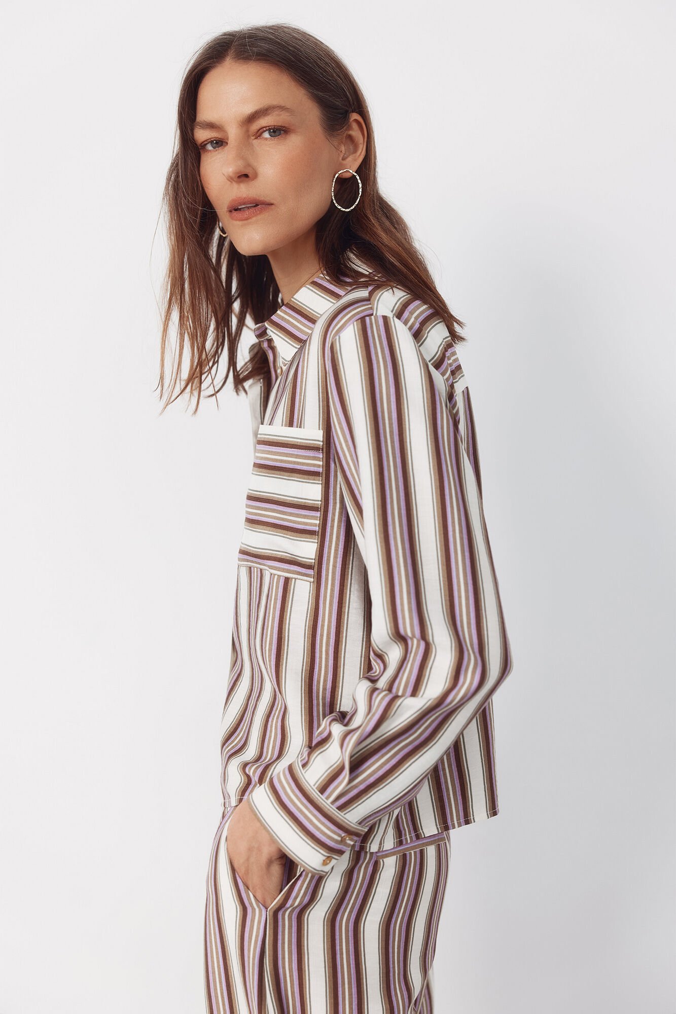 Cortefiel Striped shirt Printed brown