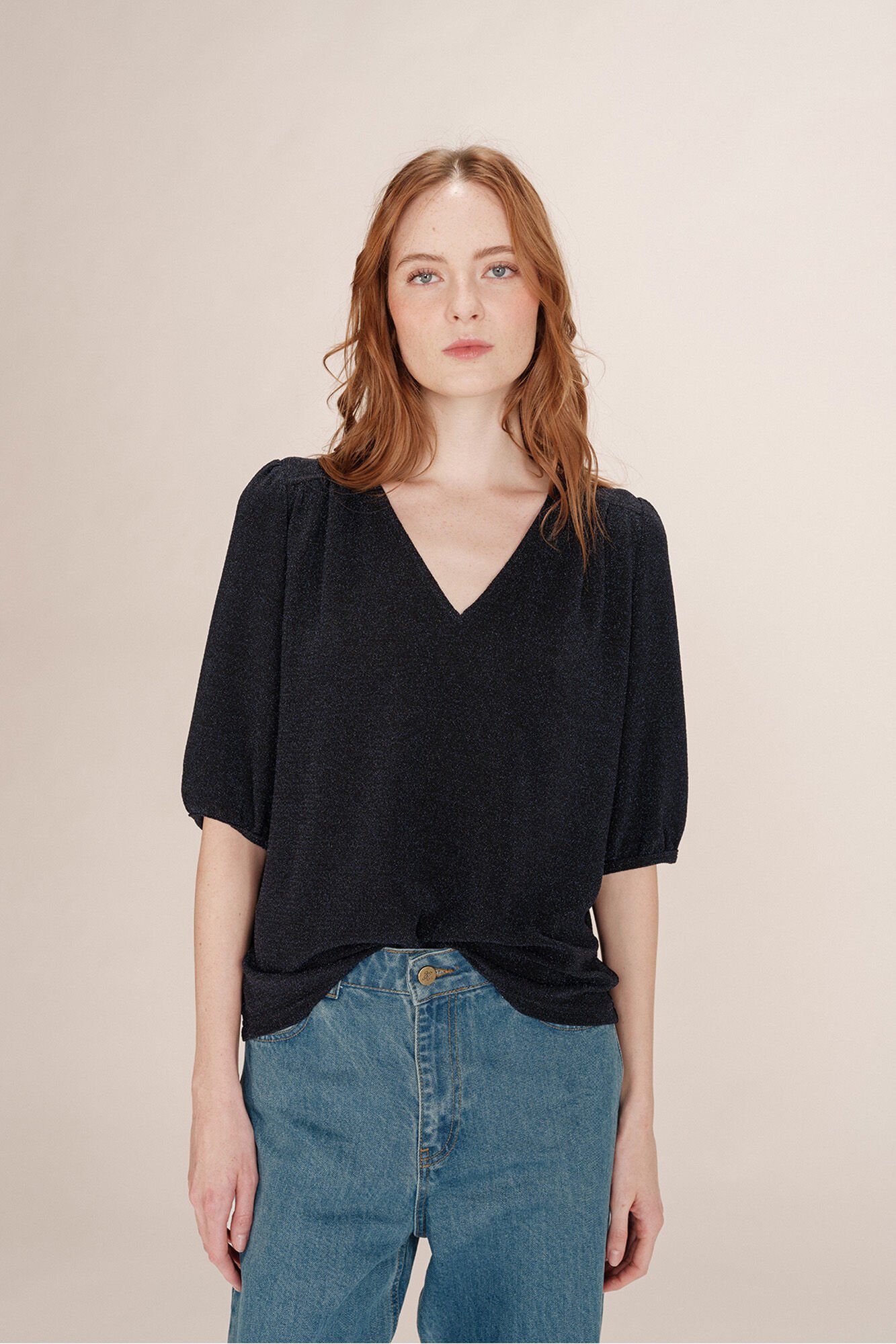 Grace & Mila Top largo de lurex  Azul