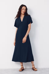 Cortefiel Vestido estampado Azul marino