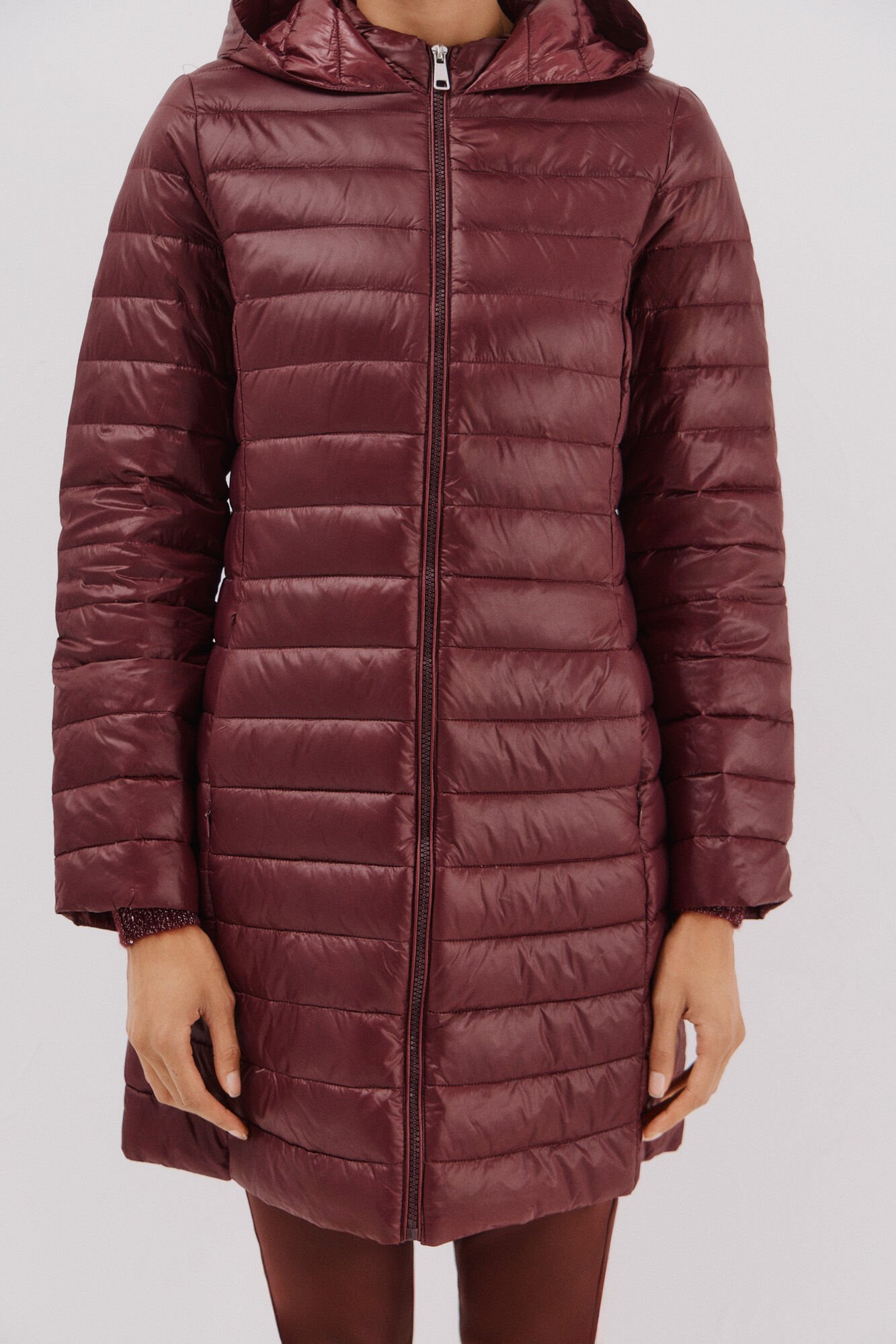 Cortefiel Long down coat Maroon