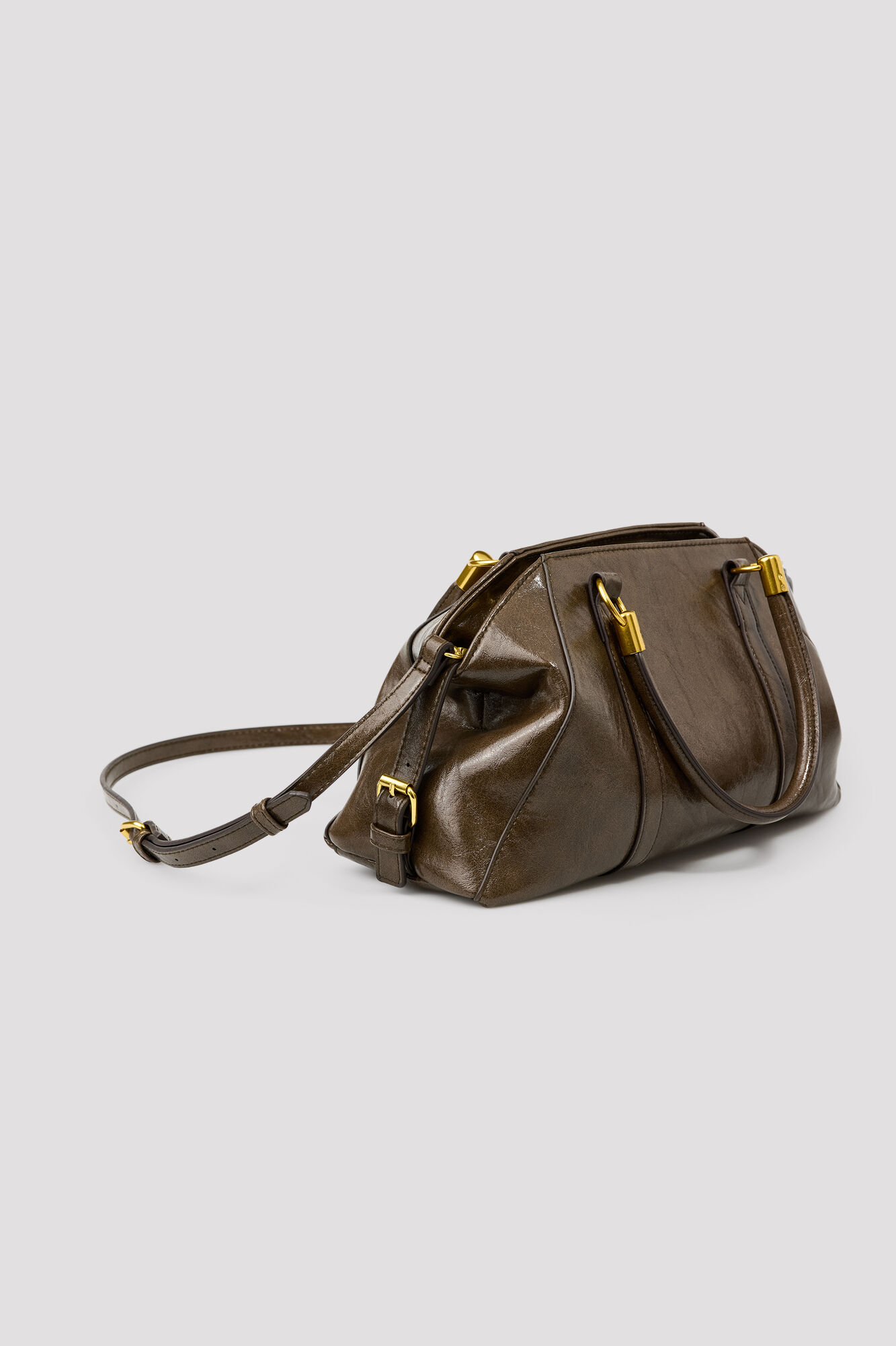 Cortefiel Trapezoid handbag Dark brown
