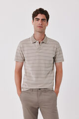 Cortefiel Striped oxford polo shirt Beige