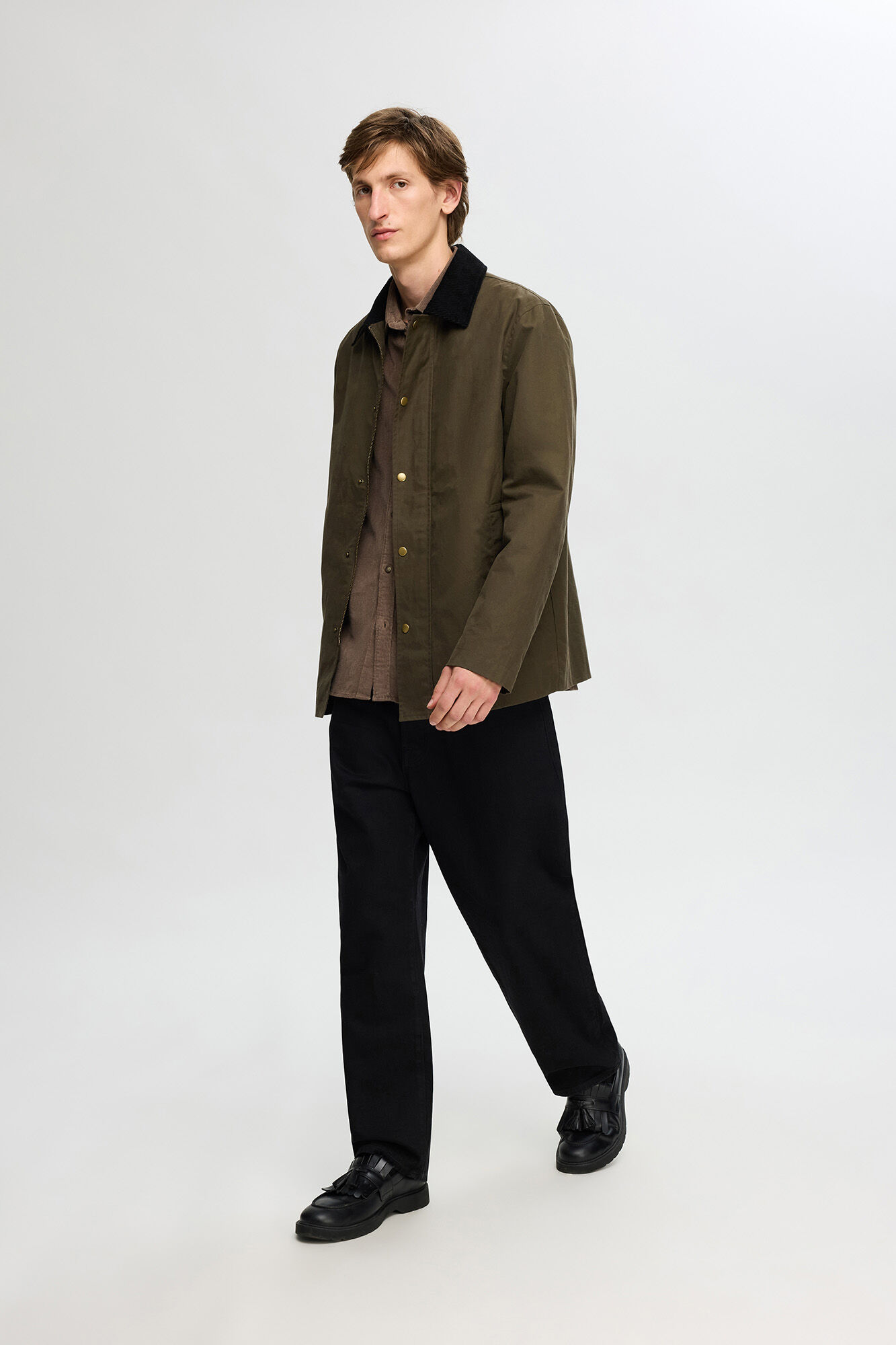 Selected Casaco com gola em veludo hidrorrepelente. Verde