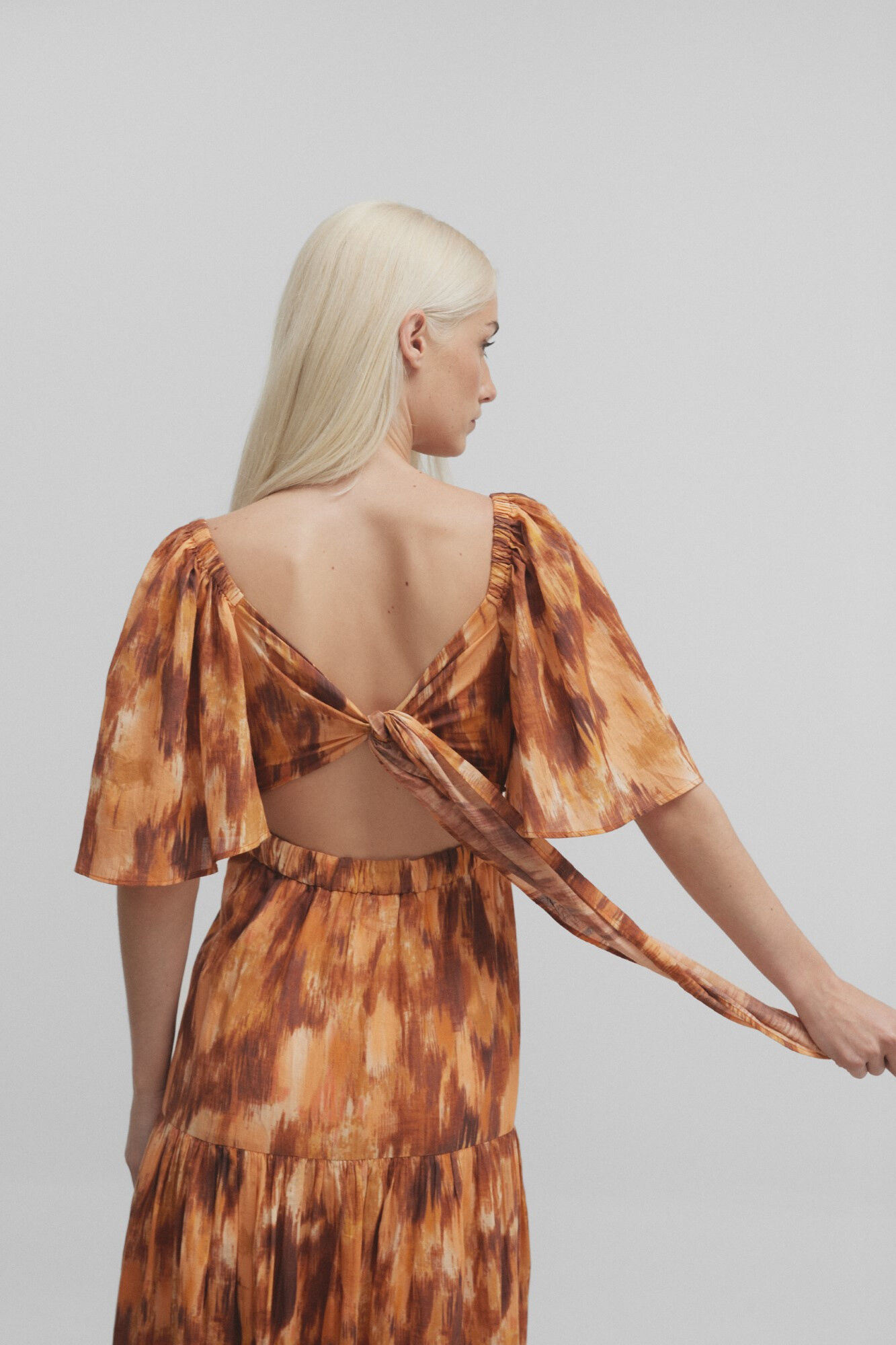 Silbon Vestido midi estampado  Castanho