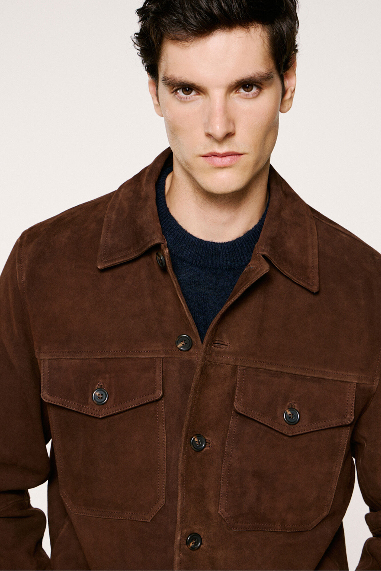 Selected 100% leather suede jacket Brown