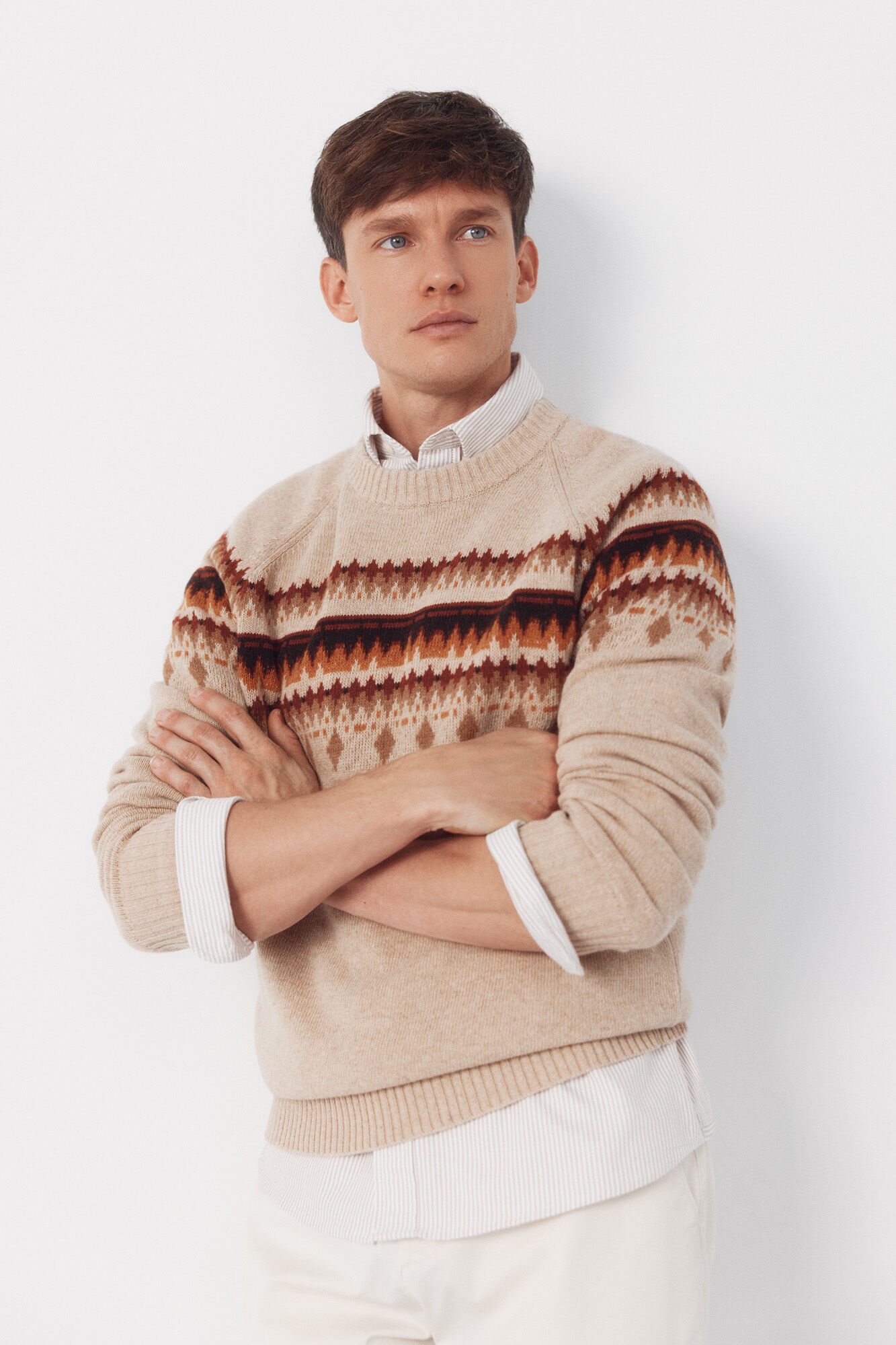 Cortefiel Su&eacute;ter de Natal com gola caixa de l&atilde; Tostado