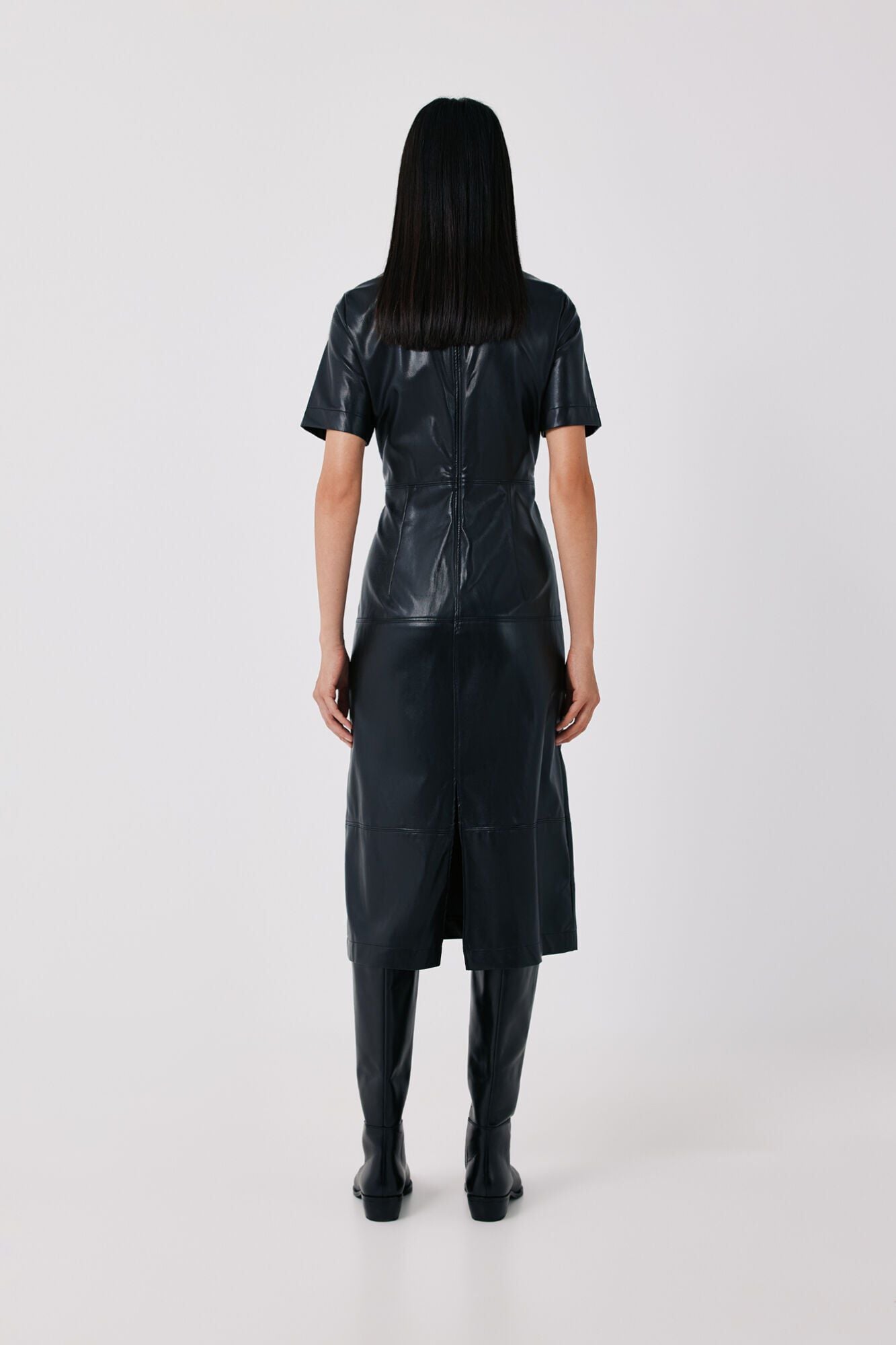 Cortefiel Vestido efeito pele Preto