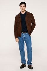 Selected 100% leather suede jacket Brown