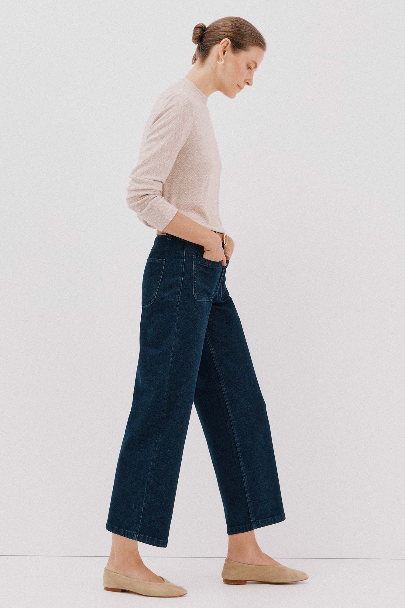 Cortefiel  marine trousers pockets Blue