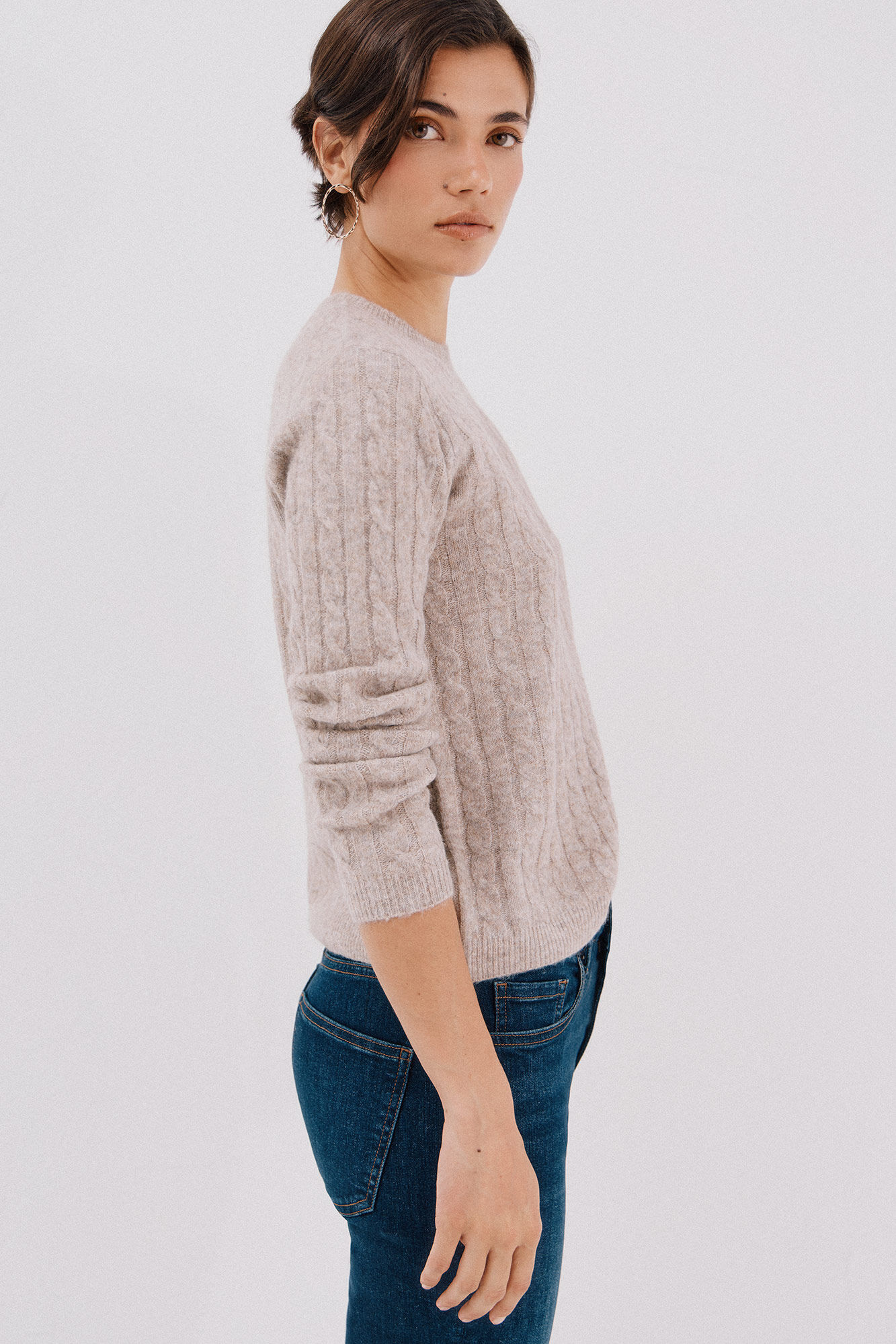 Cortefiel Soft jersey with cross-knit Beige