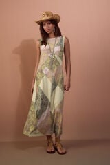 Slowlove Vestido com cortes estampado Impress&atilde;o