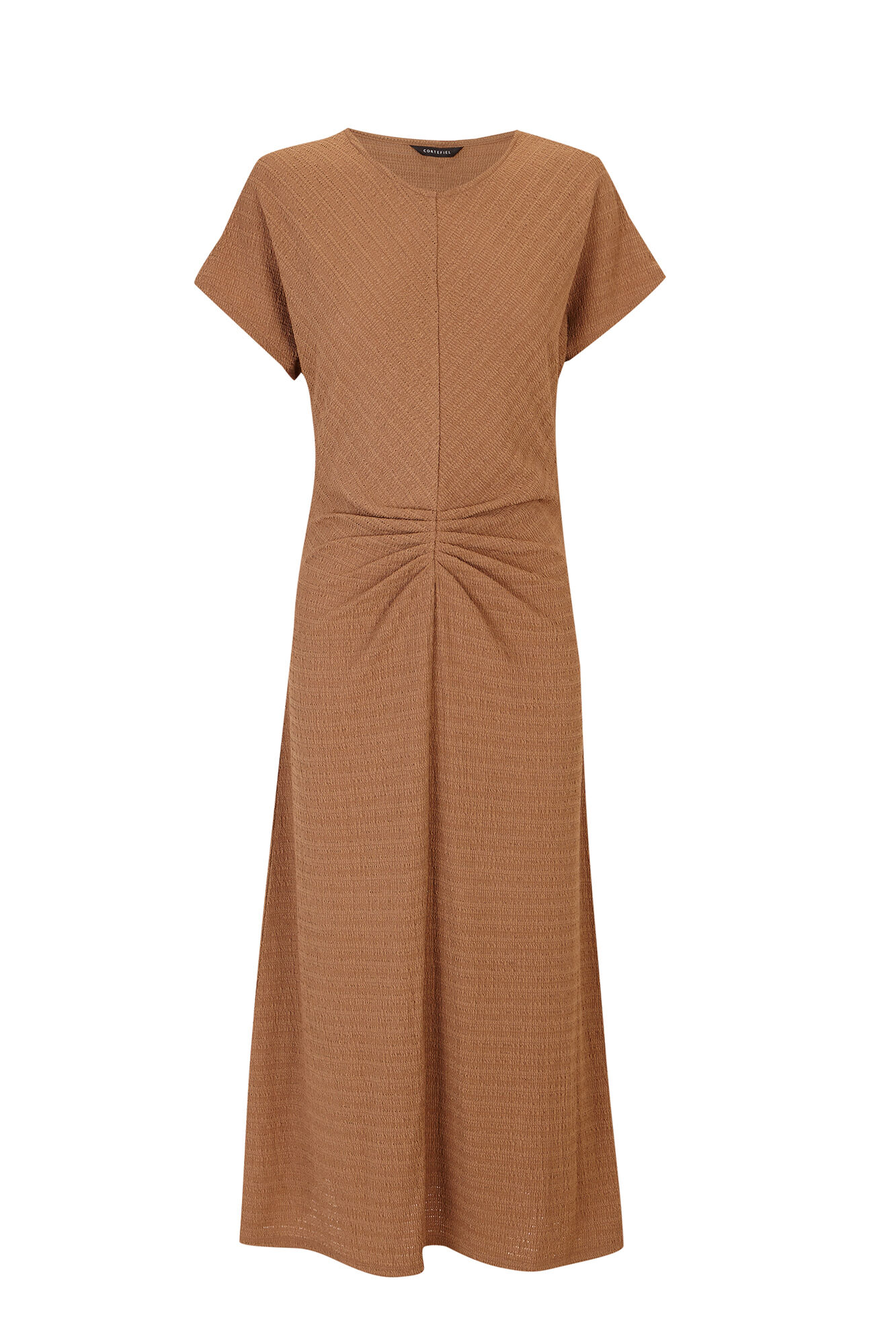 Cortefiel Gathered dress Brown