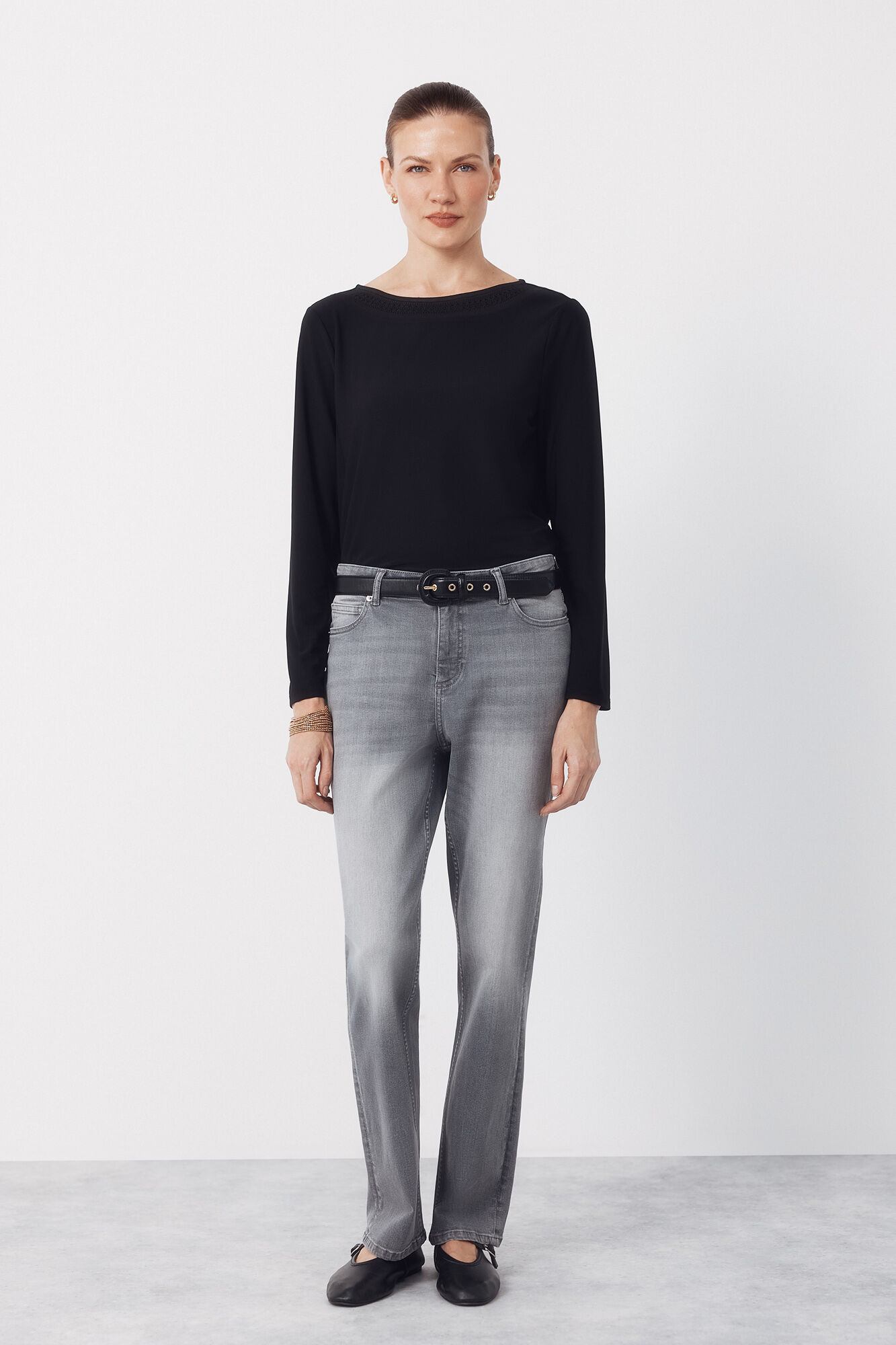 Cortefiel Camiseta escote barco lace Negro