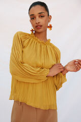 Cortefiel Flowy gathered blouse Yellow