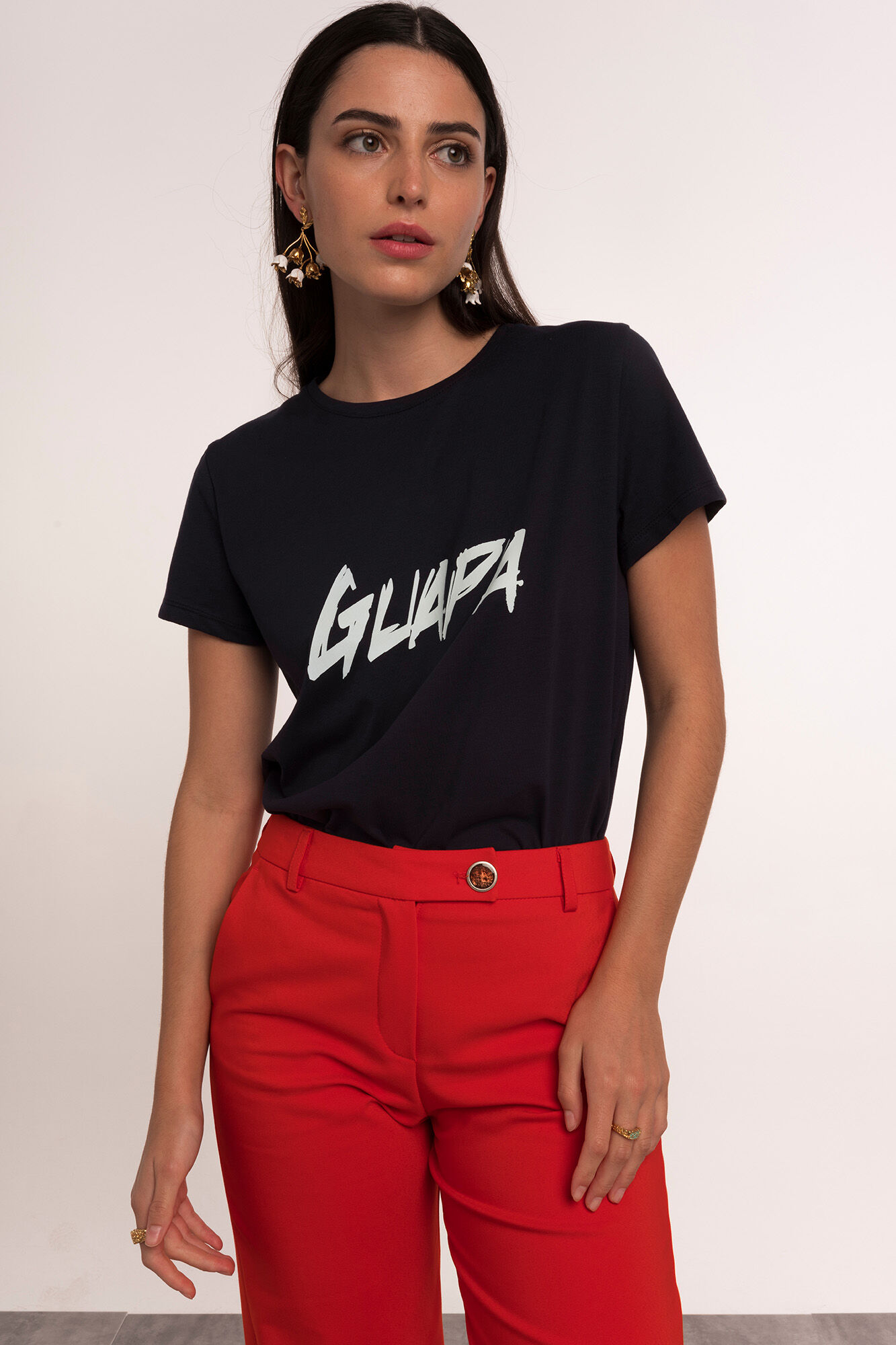 Dolores Promesas Short-sleeved 'Guapa' (Beautiful) T-shirt Navy