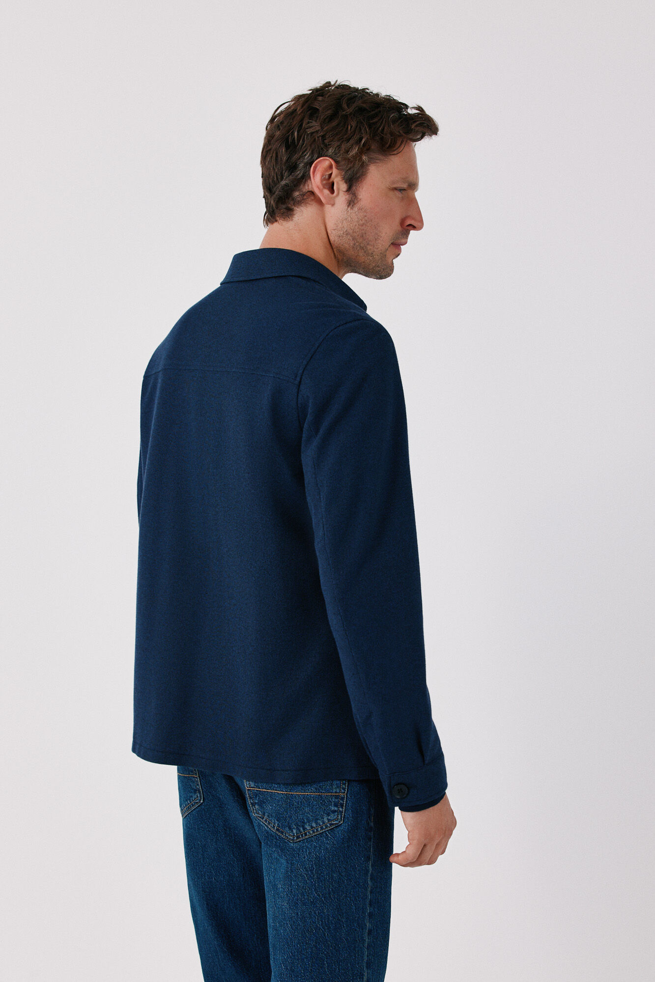 Cortefiel Navy knit overshirt Navy