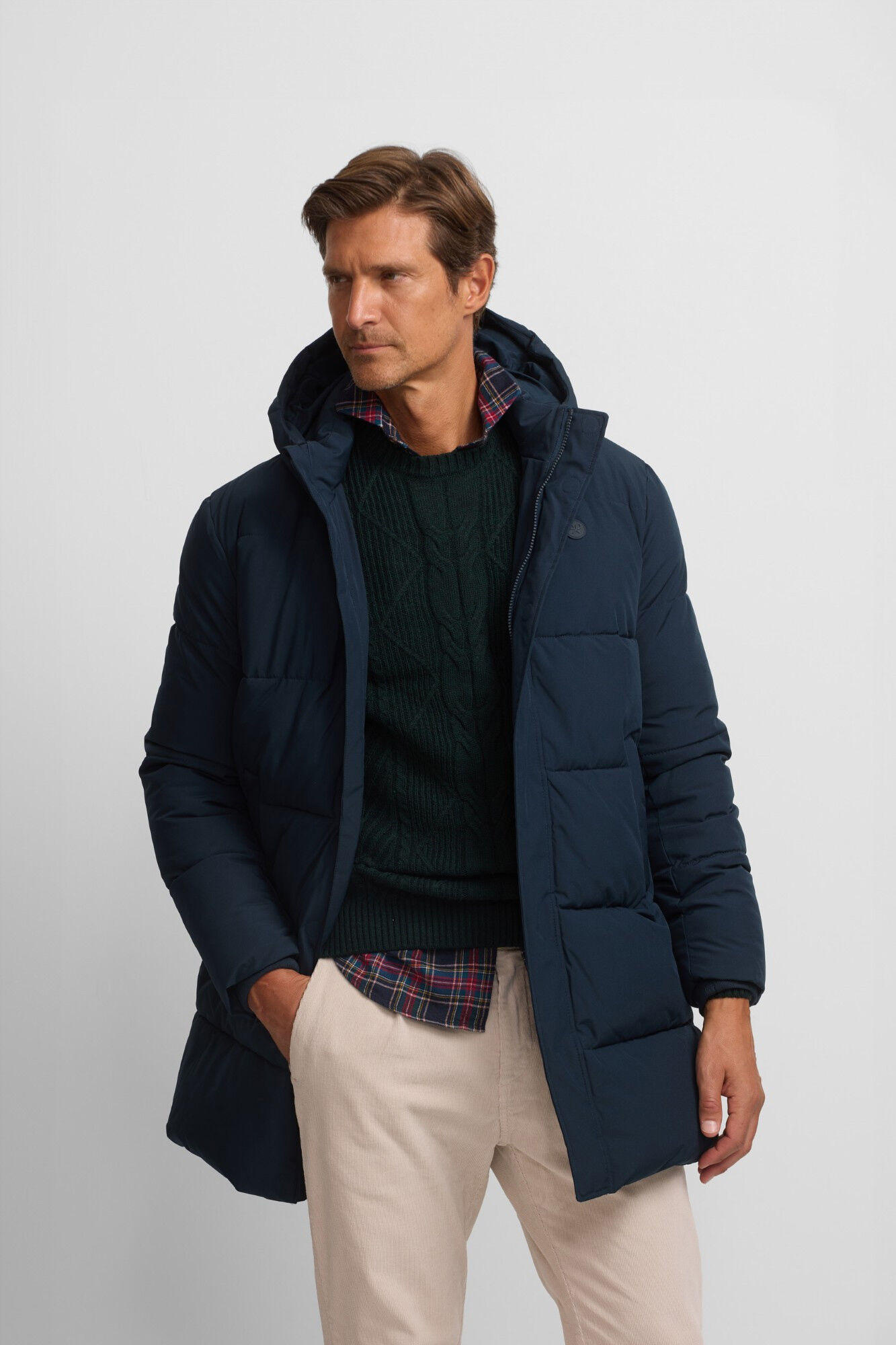 Silbon Abrigo largo acolchado capucha Azul marino