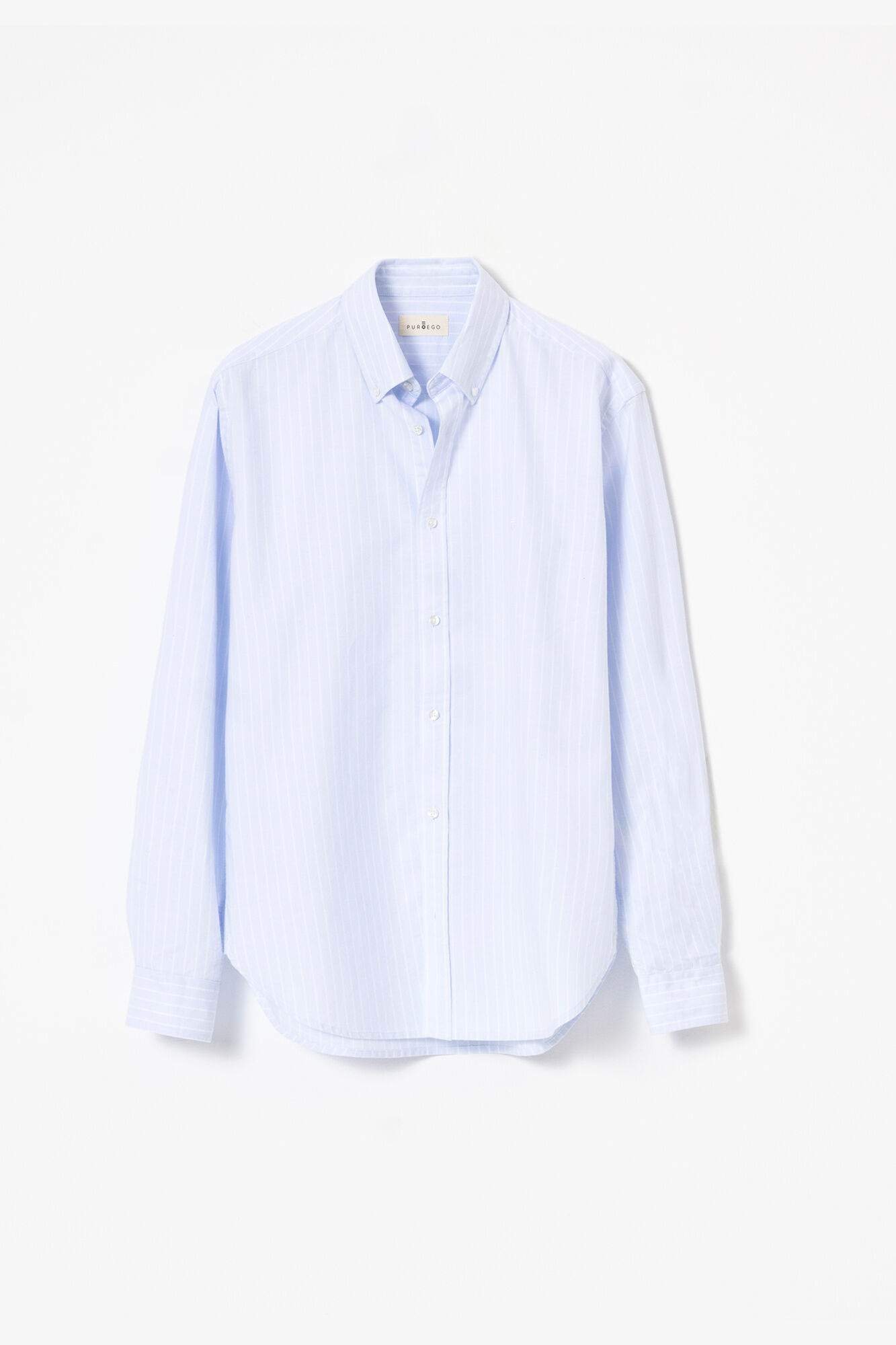 PuroEGO Camisa em algod&atilde;o &agrave;s riscas Azul