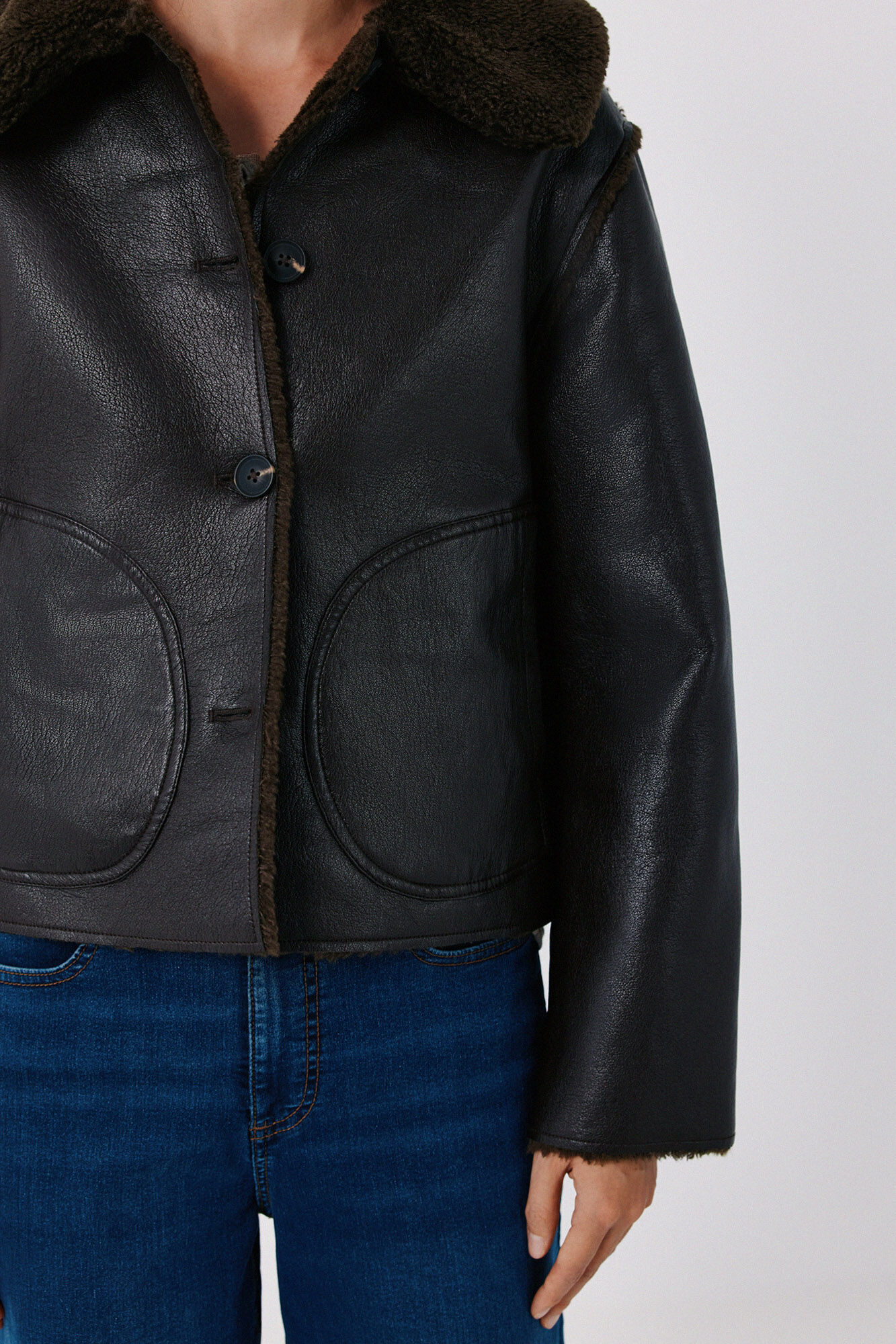Cortefiel Double-faced jacket Dark brown