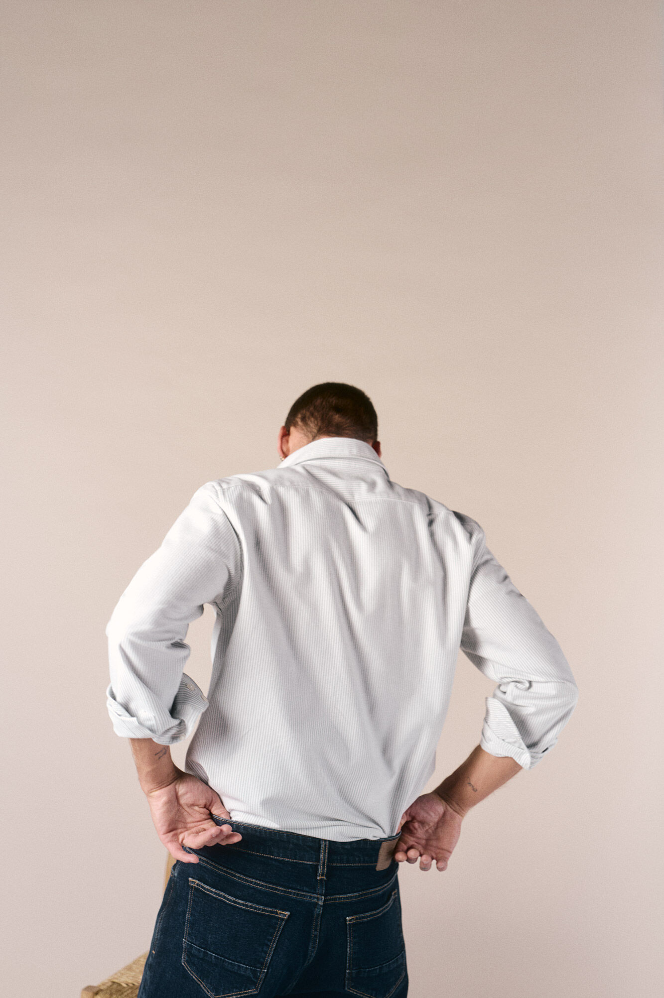 OOTO Camisa oxford manga comprida &agrave;s riscas candela Verde