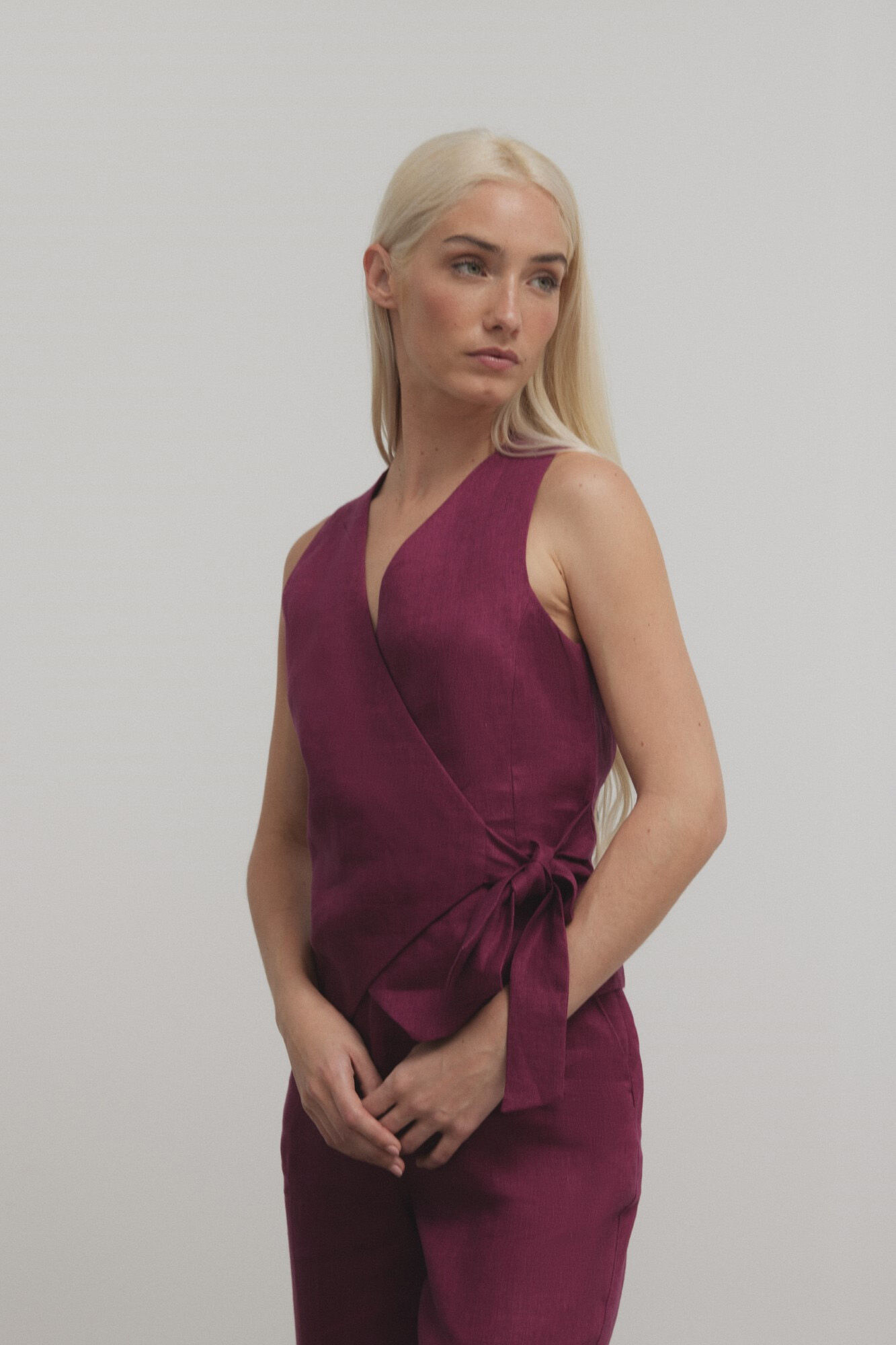 Silbon Chaleco lazada lino Vino