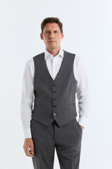 Cortefiel Grey split leather gilet Serie XXI Dark grey