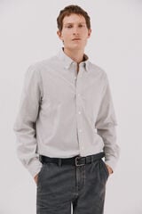 Cortefiel Checked poplin shirt Grey