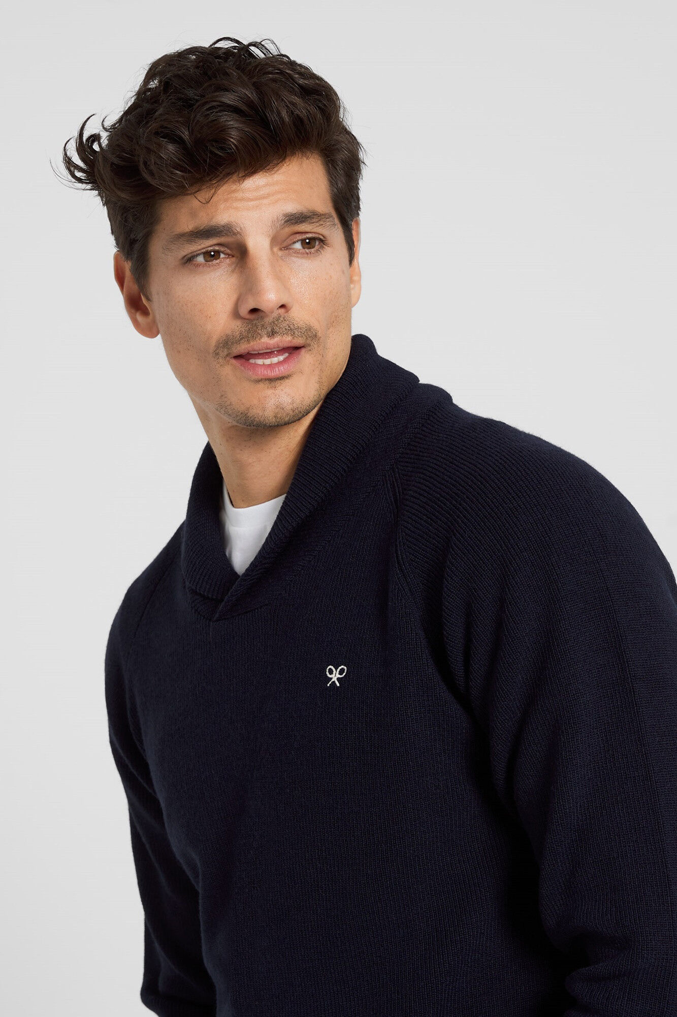 Silbon Navy blue shawl collar jumper Navy