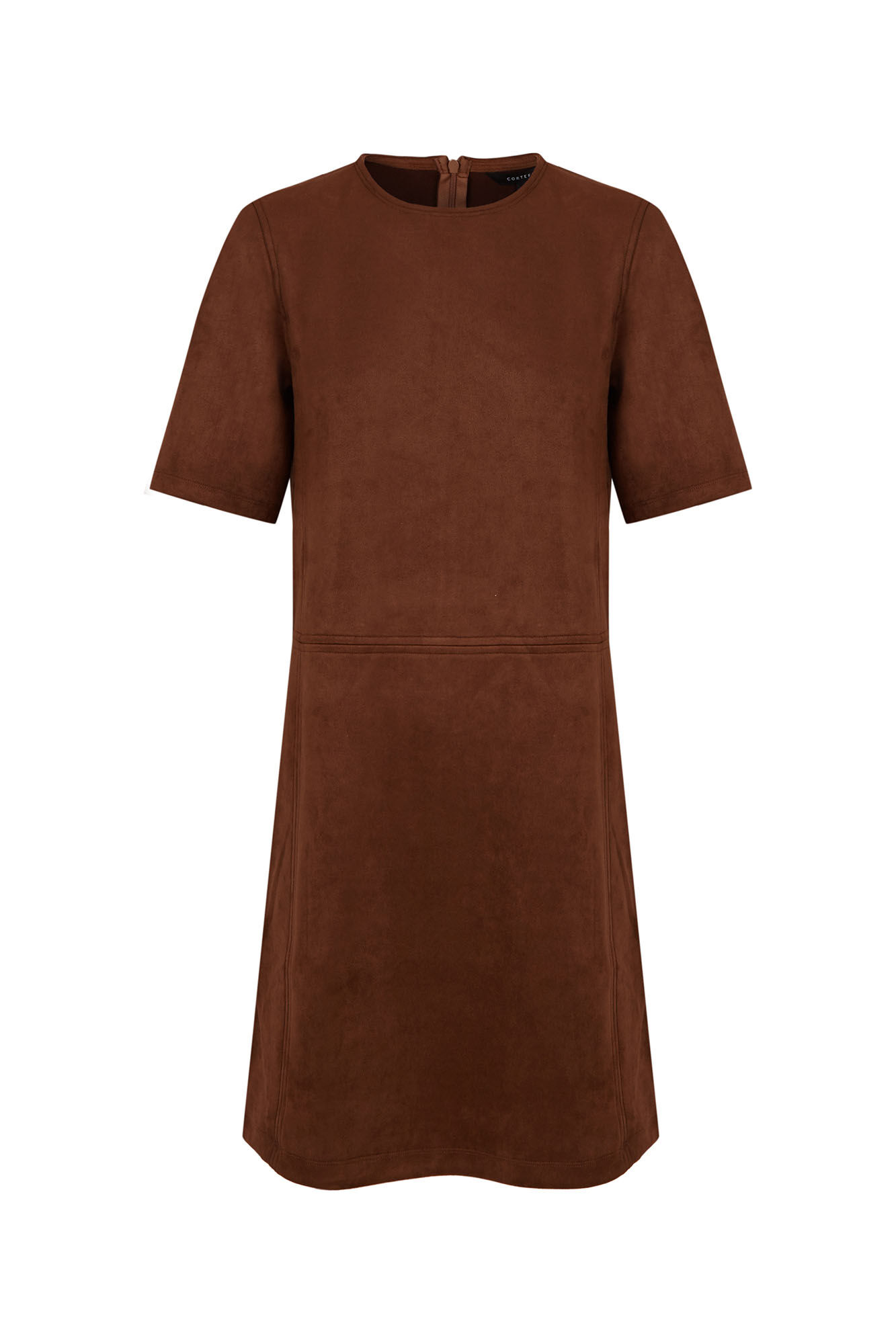 Cortefiel Short suede dress Beige