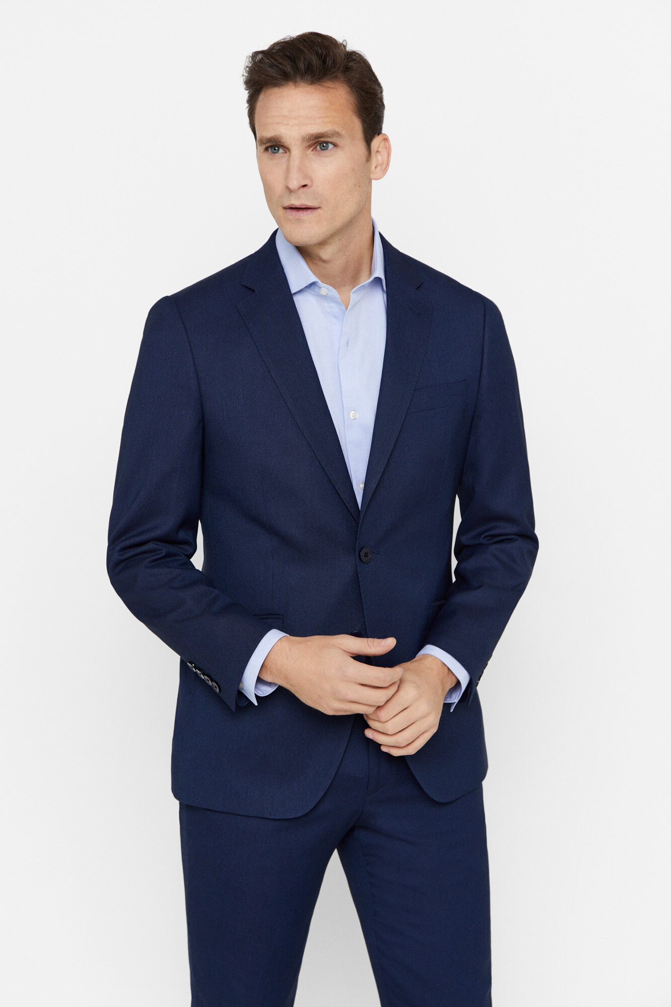 Cortefiel Birdseye weave suit blazer series XXI Blue