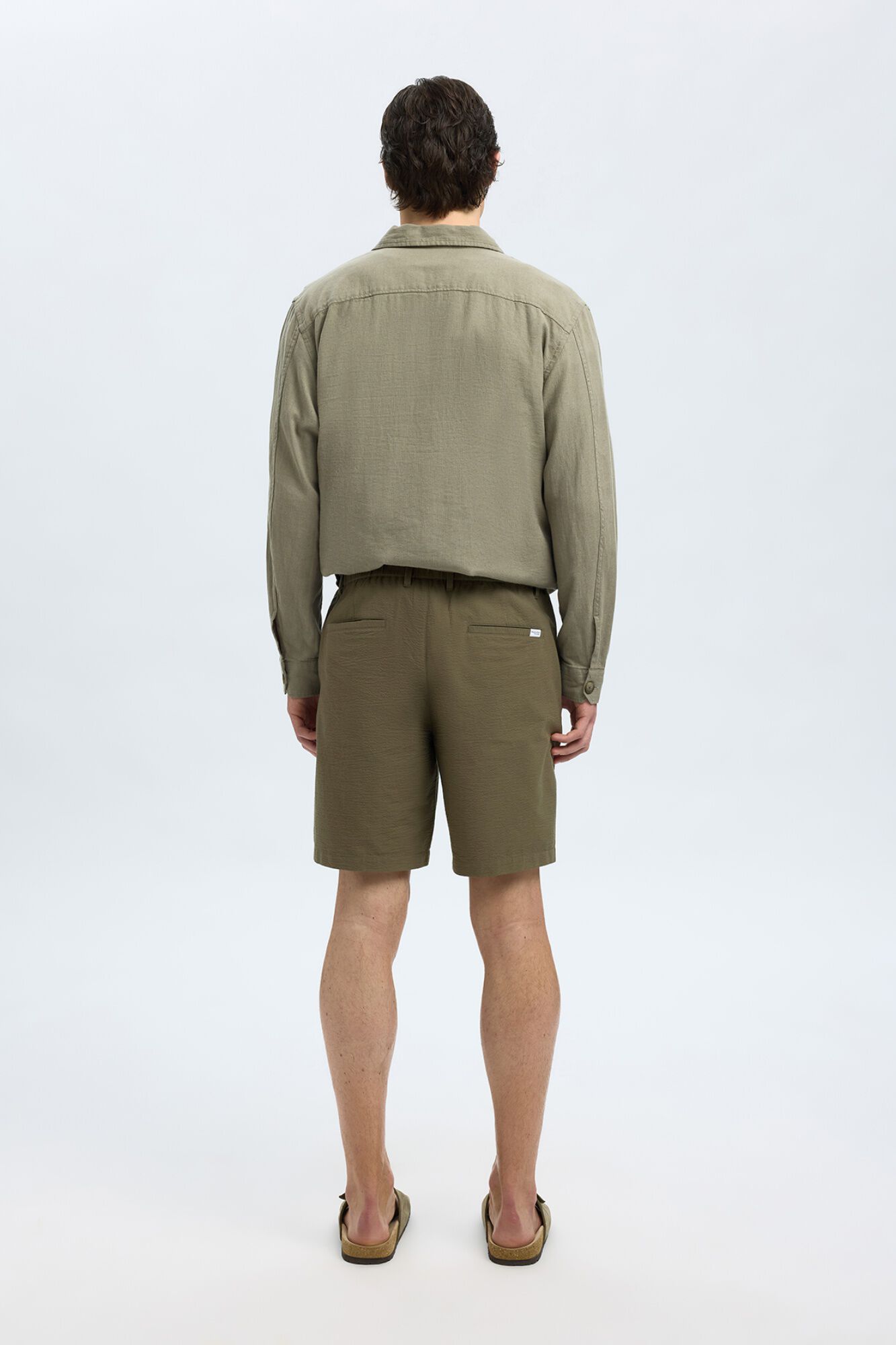 Selected Structured fabric short trousers Green