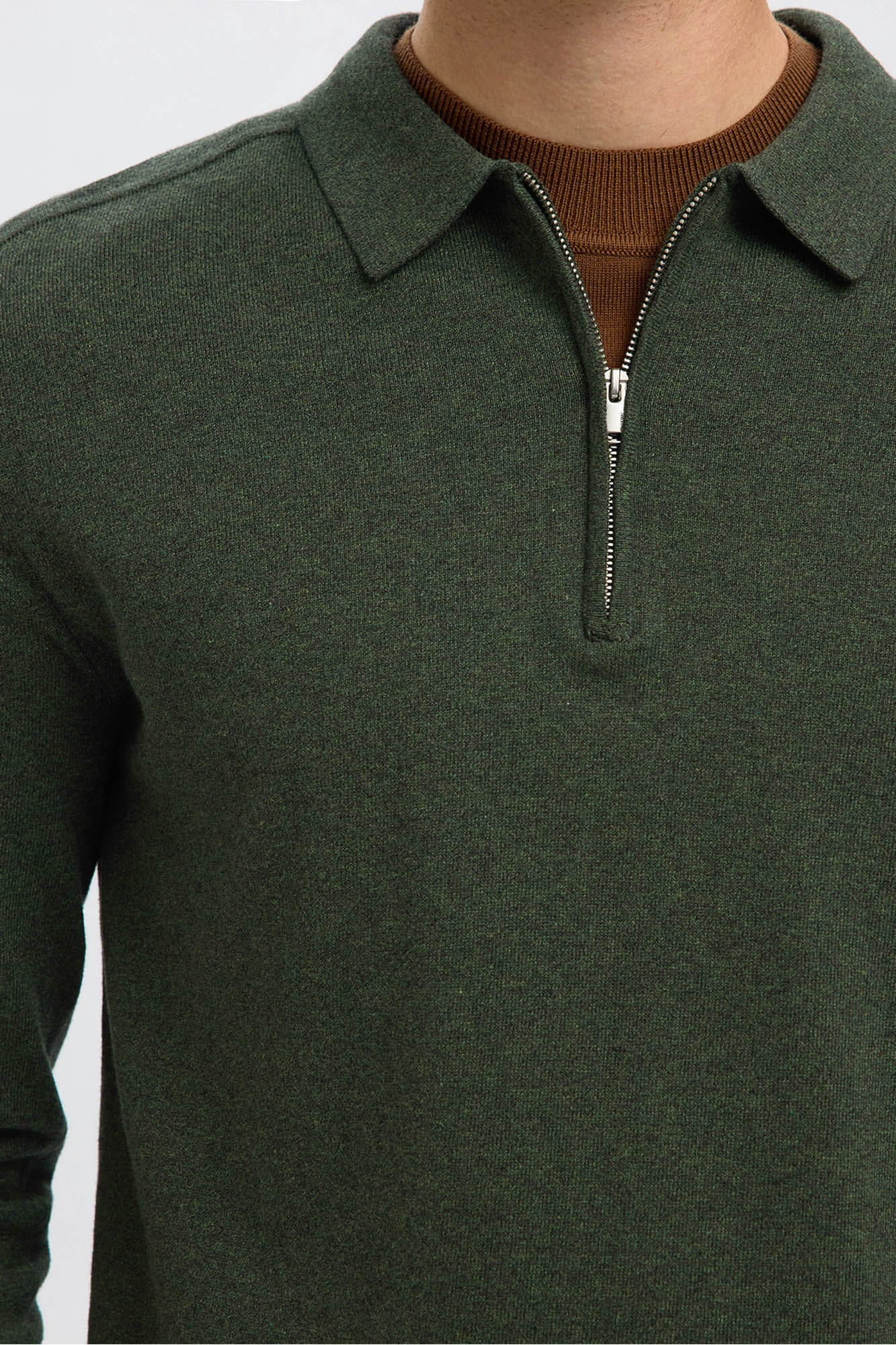 Selected Camisola polo 100% algod&atilde;o com meia fecho-&eacute;clair .