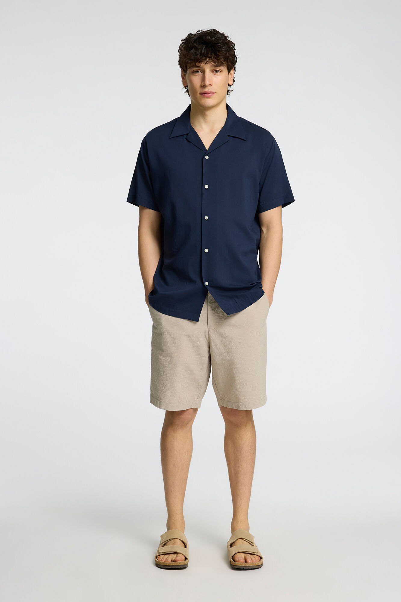 Selected Bermuda Seersucker Cinzento