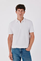 Cortefiel Ottoman structure polo shirt White