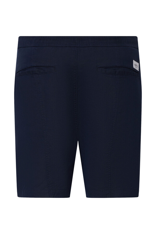 Cortefiel Pantalón corto de hombre monocolor con mezcla de lino y algodón Azul marino